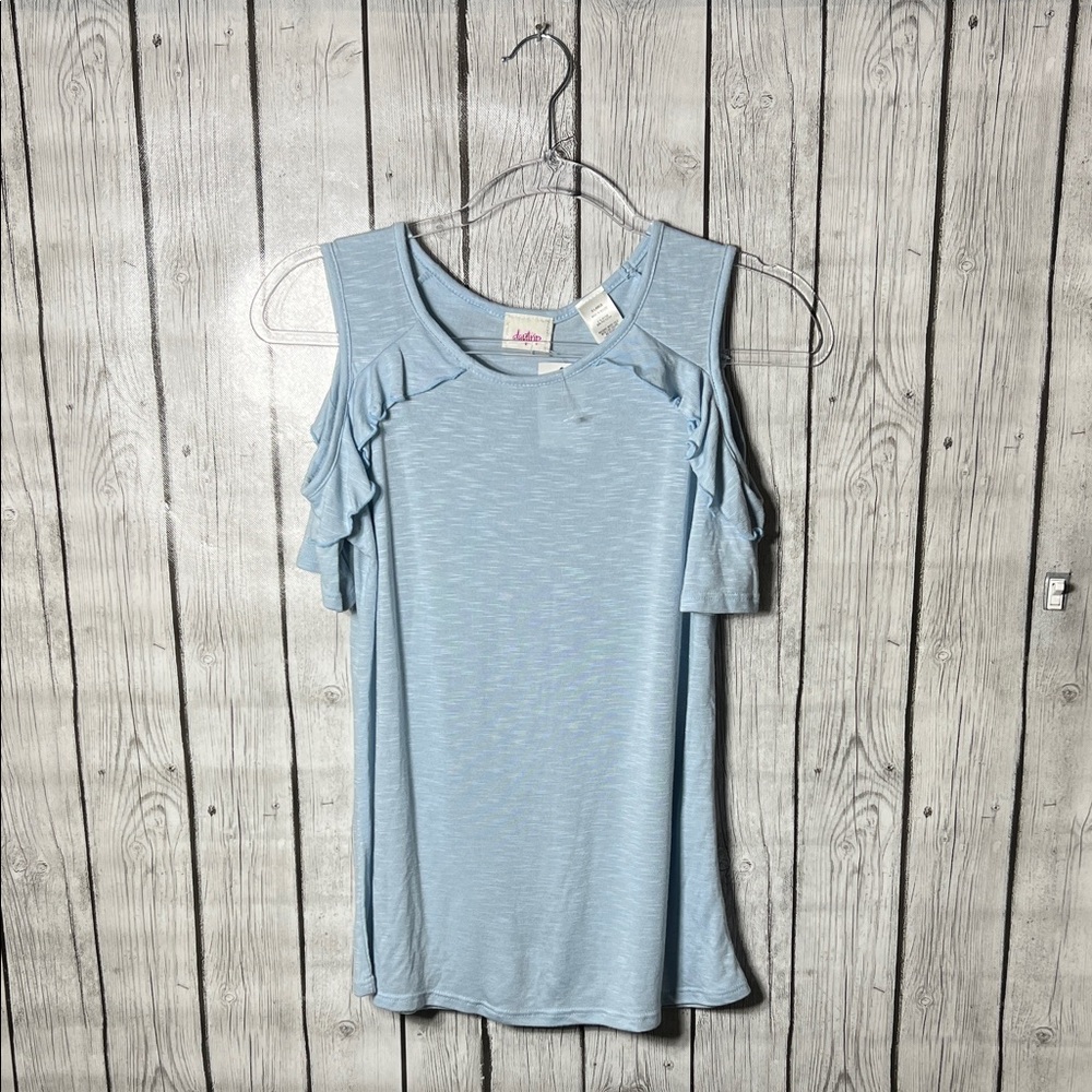 Daytrip blue cold shoulder ruffle top size xl